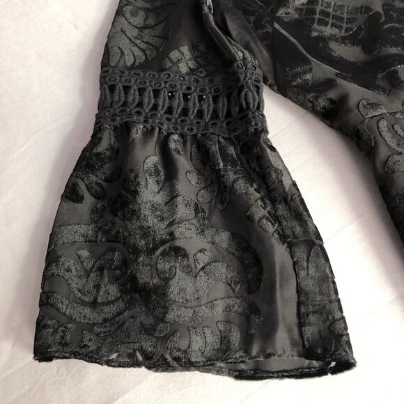 Eliza J Velvet Burnout LBD Women’s Sz 12 Bell Sleeves Cocktail Whimsigoth Dress - Picture 7 of 11